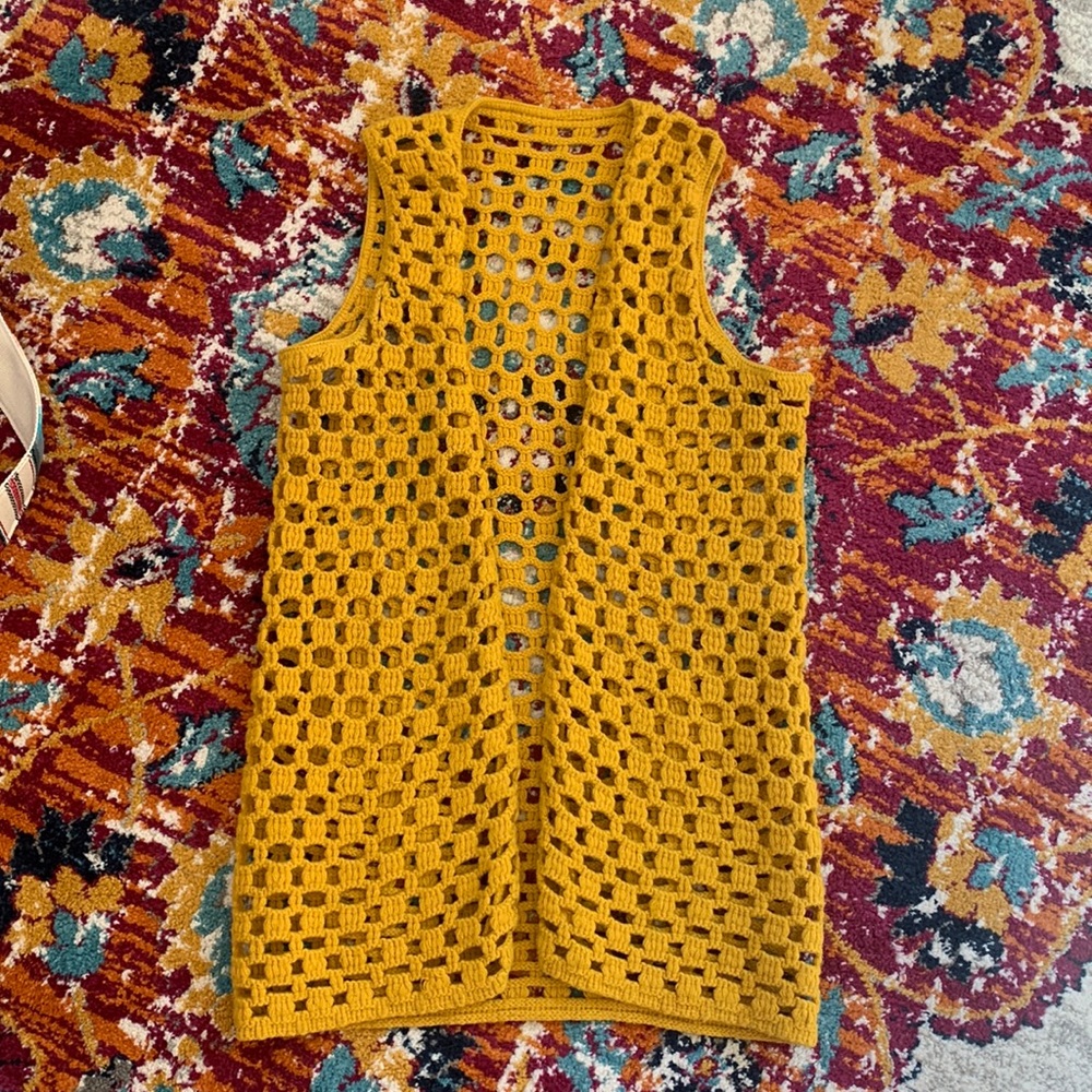Mustard Crochet Vest Thing